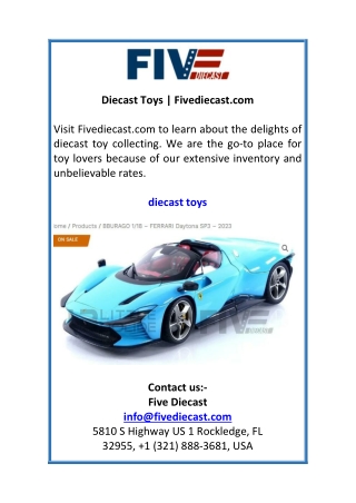 Diecast Toys  Fivediecast.com