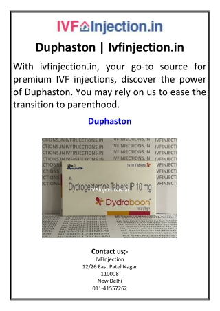 Duphaston  Ivfinjection.in