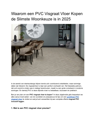 Waarom een PVC Visgraat Vloer Kopen de Slimste Woonkeuze is in 2025