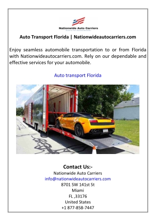 Auto Transport Florida  Nationwideautocarriers.com