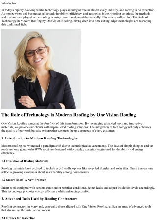 The Role of Technology in Modern Roofing by One Vision Roofing