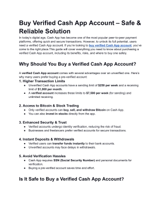 Buy Verified Cash App Account – Safe & Reliable Solution