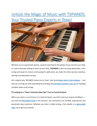 Unlock the Magic of Music with TXPIANOS