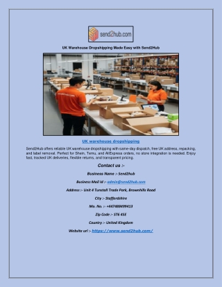 UK Warehouse Dropshipping Made Easy with Send2Hub