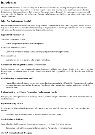 Understanding the Claims Process for Performance Bonds