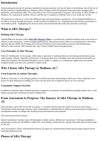 From Assessment to Progress: The Journey of ABA Therapy in Madison, AL
