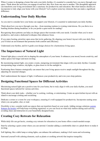 Designing a Home That Matches Your Daily Rhythm