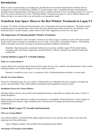Transform Your Space: Discover the Best Window Treatments in Logan UT