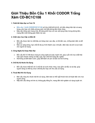 Bồn Cầu 1 Khối Trắng Xám CODOR BC1C109