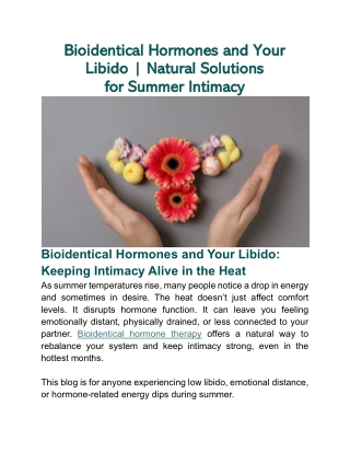 Bioidentical Hormones and Your Libido-Natural Solutions for Summer Intimacy