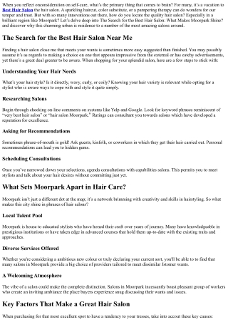 The Search for the Best Hair Salon: What Makes Moorpark Shine?