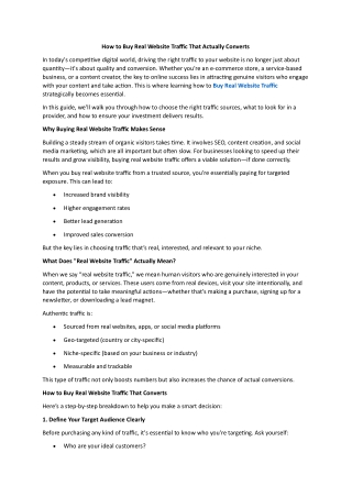 How to Buy Real Website Traffic That Actually Converts