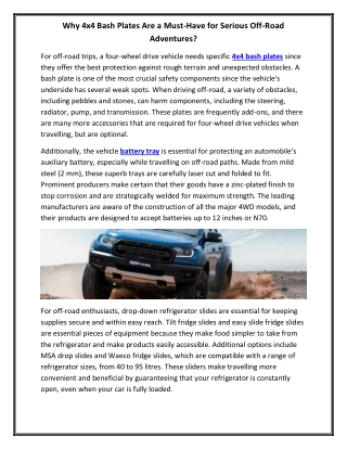 Why 4x4 Bash Plates Are a Must-Have for Serious Off-Road Adventures