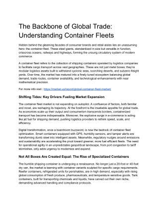 Container Fleet Market