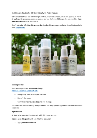 Best Skincare Routine for Oily Skin Using Avry1 Pretty Products