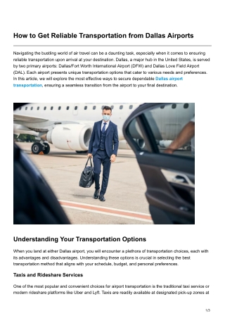 How to Get Reliable Transportation from Dallas Airports