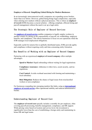 Employer of Record  Simplifying Global Hiring for Modern Businesses