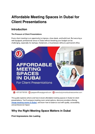Affordable Meeting Spaces in Dubai for Client Presentations