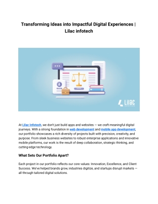 Transforming Ideas into Impactful Digital Experiences |Lilac infotech