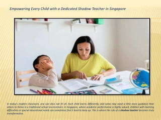 Empowering Every Child with a Dedicated Shadow Teacher in Singapore