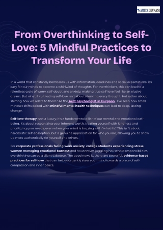 From Overthinking to Self Love 5 Mindful Practices to Transform Your Life
