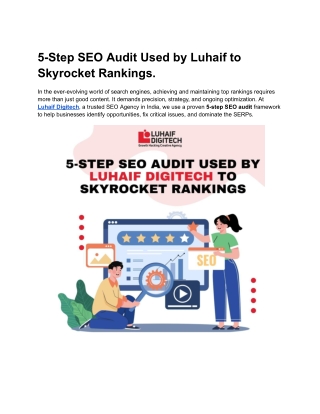 5-Step SEO Audit Used by Luhaif to Skyrocket Rankings.