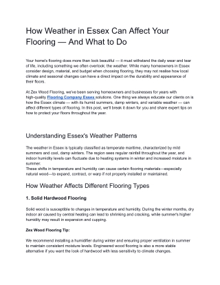 How Weather in Essex Can Affect Your Flooring — And What to Do