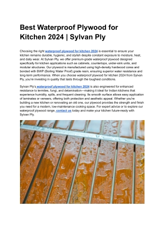 Best Waterproof Plywood for Kitchen 2024 _ Sylvan Ply