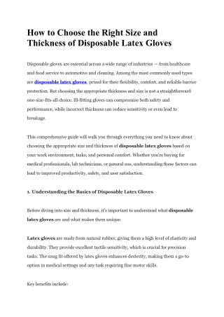 How to Choose the Right Size and Thickness of Disposable Latex Gloves