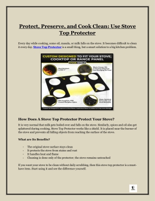 Protect, Preserve, and Cook Clean- Use Stove Top Protector