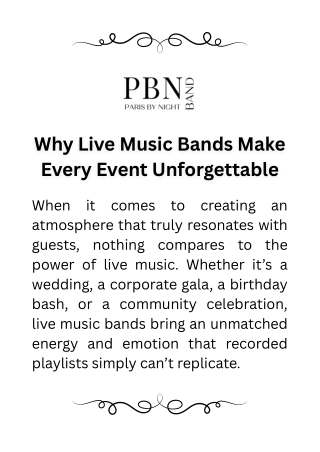 Why Live Music Bands Make Every Event Unforgettable