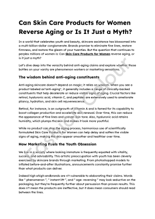 Can Skin Care Products for Women Reverse Aging or Is It Just a Myth_