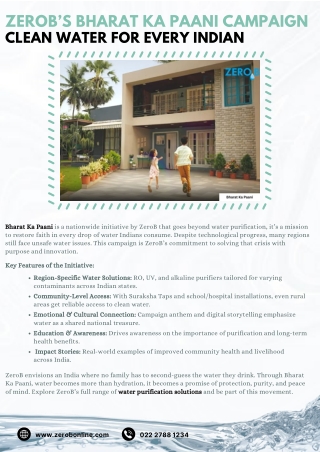 ZeroB’s Bharat Ka Paani Campaign — Clean Water for Every Indian