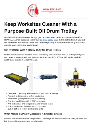 Keep Worksites Cleaner With a Purpose-Built Oil Drum Trolley