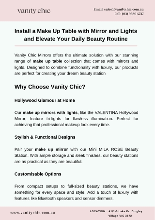 Install a Make Up Table with Mirror and Lights and Elevate Your Daily Beauty Routine