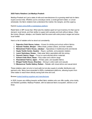 2025 Fabric Retailers List Madhya Pradesh