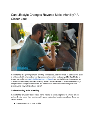 Can Lifestyle Changes Reverse Male Infertility