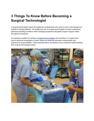 3 Crucial Things to Know Before Starting a Career as a Surgical Tech