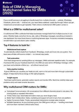 Role of CRM in managing Multichannel Sales for SMBs