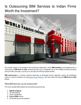 Outsourcing to Indian BIM Firms – Is it Worth?