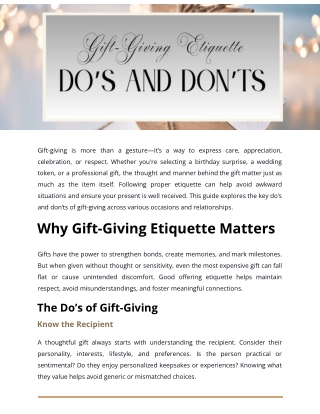 Gift-Giving Etiquette: Do’s and Don’ts