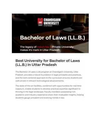 Bachelor of Laws (L.L.B.) at Chandigarh University UP