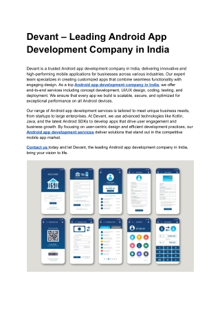 Devant – Leading Android App Development Company in India