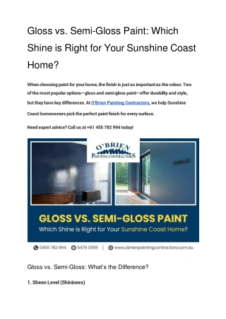 Gloss vs. Semi-Gloss Paint_ Which Shine is Right for Your Sunshine Coast Home_