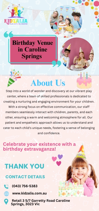 Birthday Venue in Caroline Springs | KidZalia | Inforgraphics