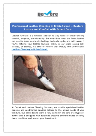 Professional Leather Cleaning in Bribie Island – Restore Luxury and Comfort with