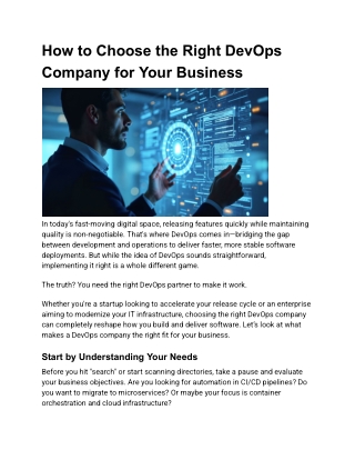 How to Choose the Right DevOps Company for Your Business