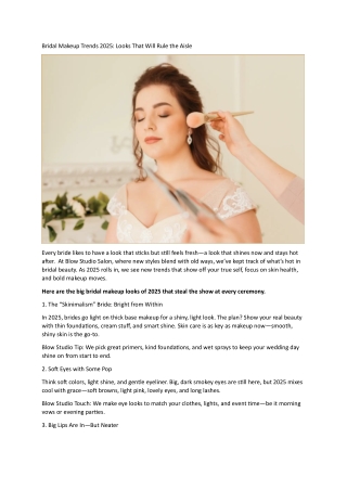 Bridal Makeup Trends 2025: Looks That Will Rule the Aisle