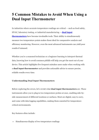 5 Common Mistakes to Avoid When Using a Dual Input Thermometer