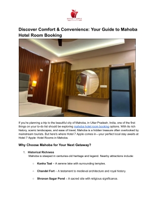 Discover Comfort & Convenience_ Your Guide to Mahoba Hotel Room Booking